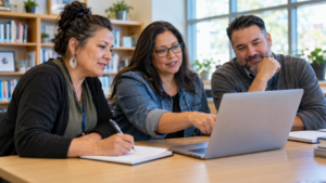 Educators collaborating through online learning